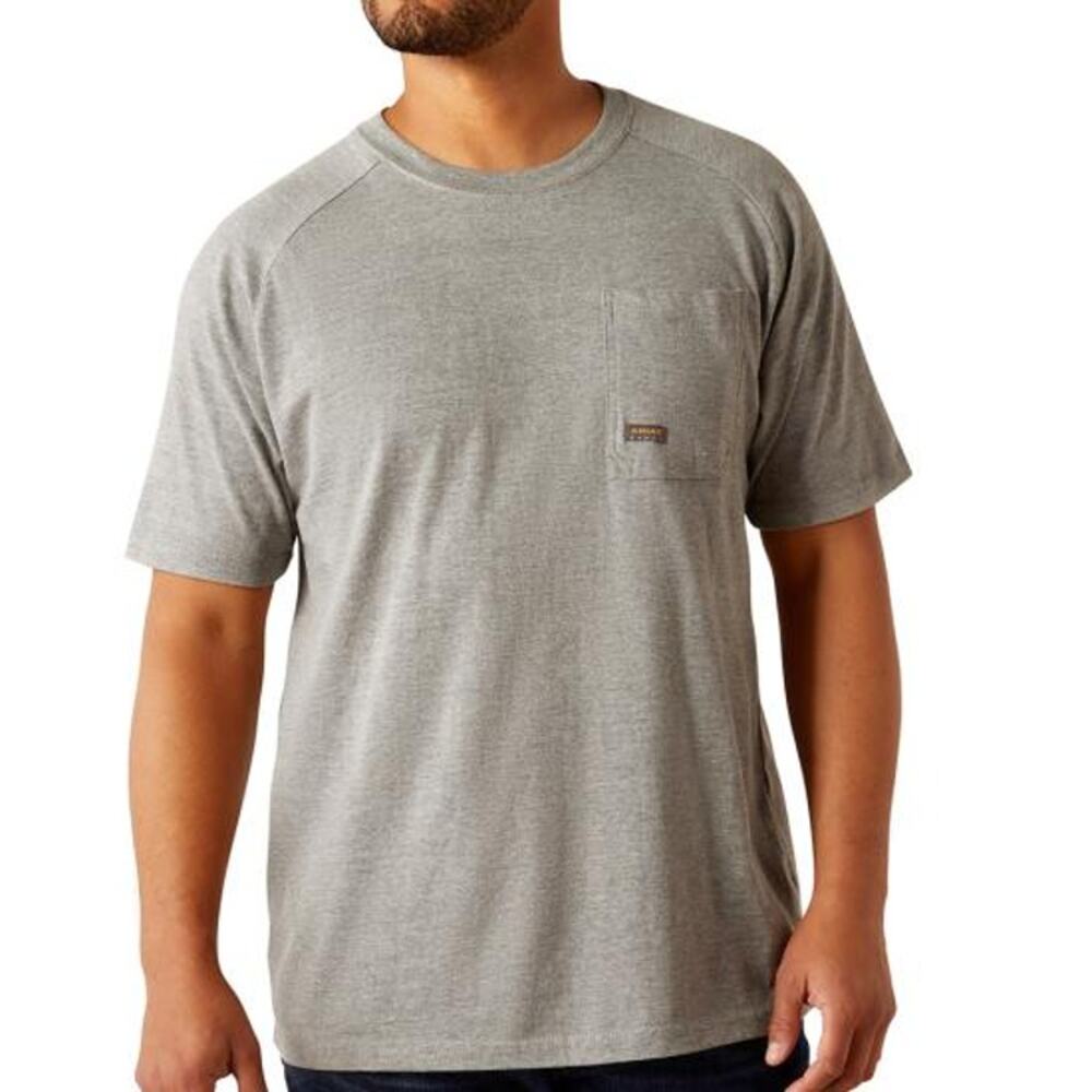 NWT Ariat Men's Rebar Cotton Strong Groundbreaker T-Shirt in Heather Grey sz L